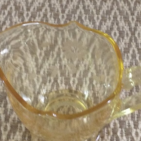 Lancaster Glass Yellow Jubilee Creamer - Picture 5 of 7